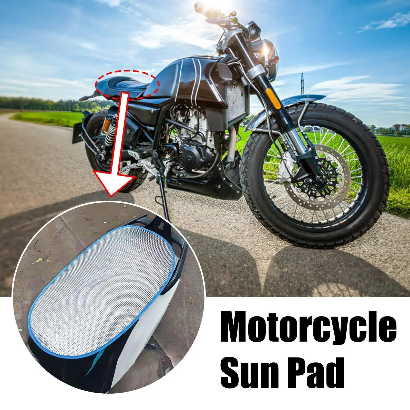 

1pc Motorcycle Aluminum Film Insulation Pad Cover Reflective Sunshade Sunscreen Waterproof Summer Electric Cushion Veh P0s4