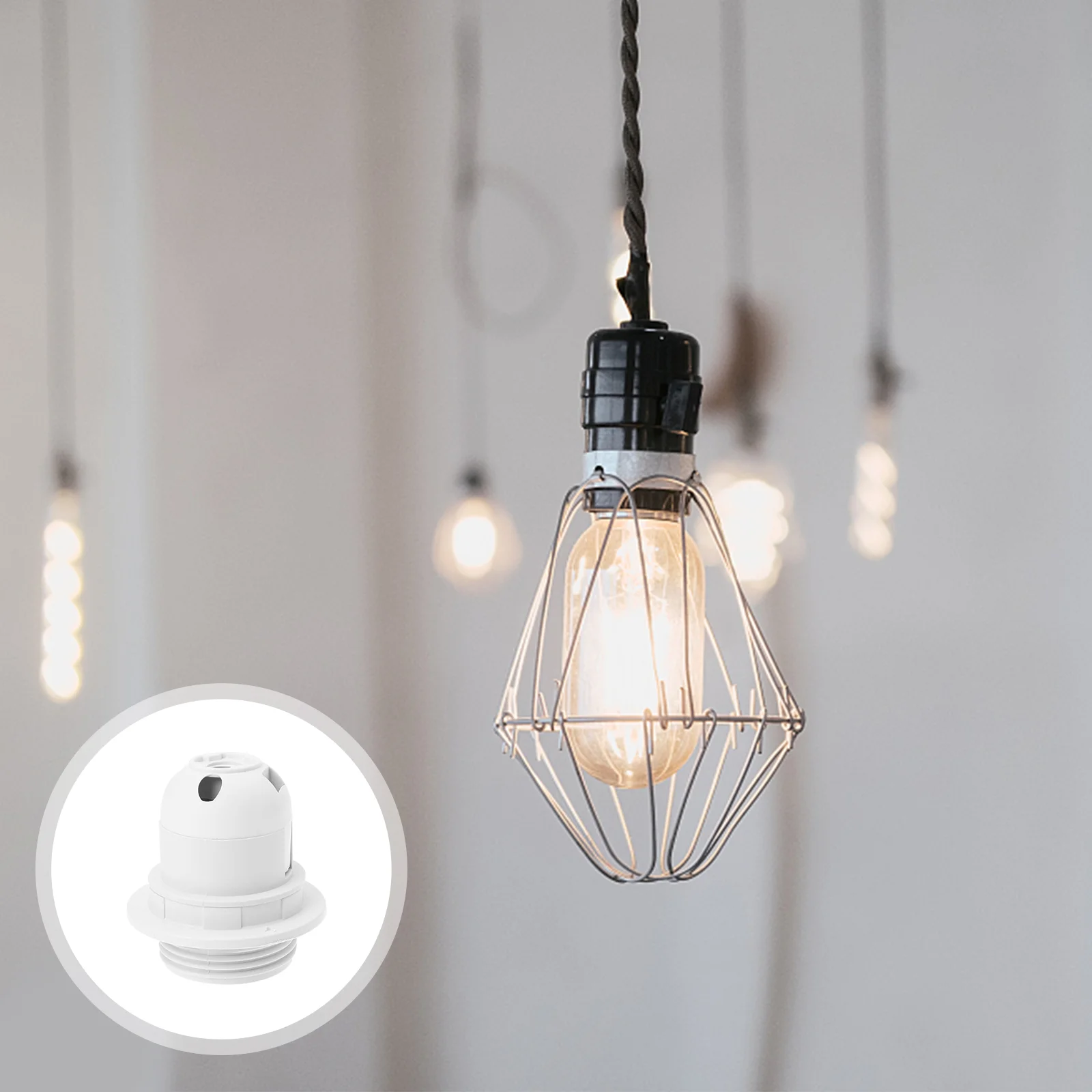 

10 Pcs E27 Card Lamp Holder Office Decore Bulb Accessories Light Lamps Home Accents Plastic Lighting