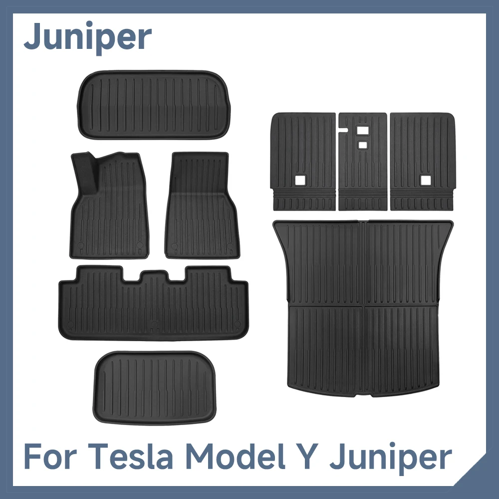Фото Коврики для Tesla Model Y Juniper 2025-2026, аксессуары, противоскользящий водонепроницаемый грузовой коврик, коврик из ТПЭ для модели Y Juniper №1