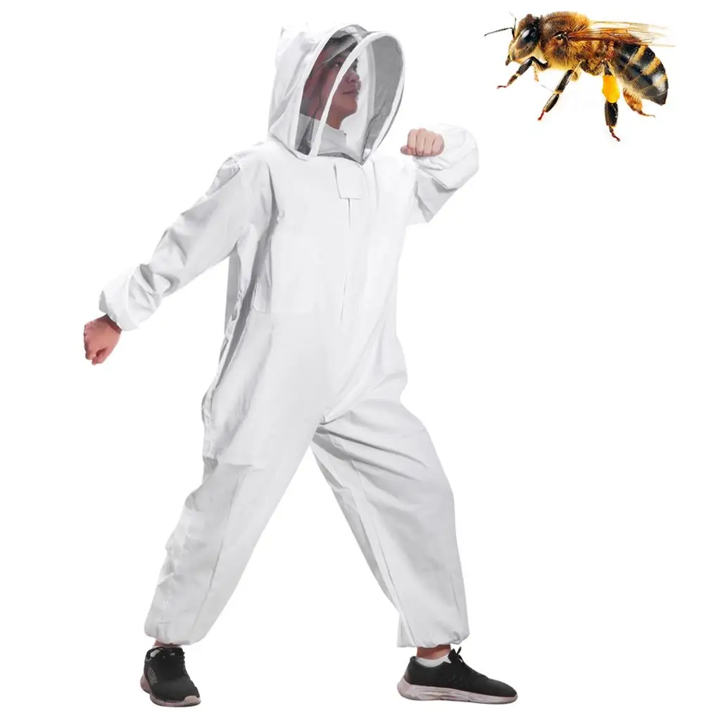 

Super Thick Beekeeping Suit Foldable Fencing Veil L Size Coverall Bee Protecting Suit Smock with Front Zipper