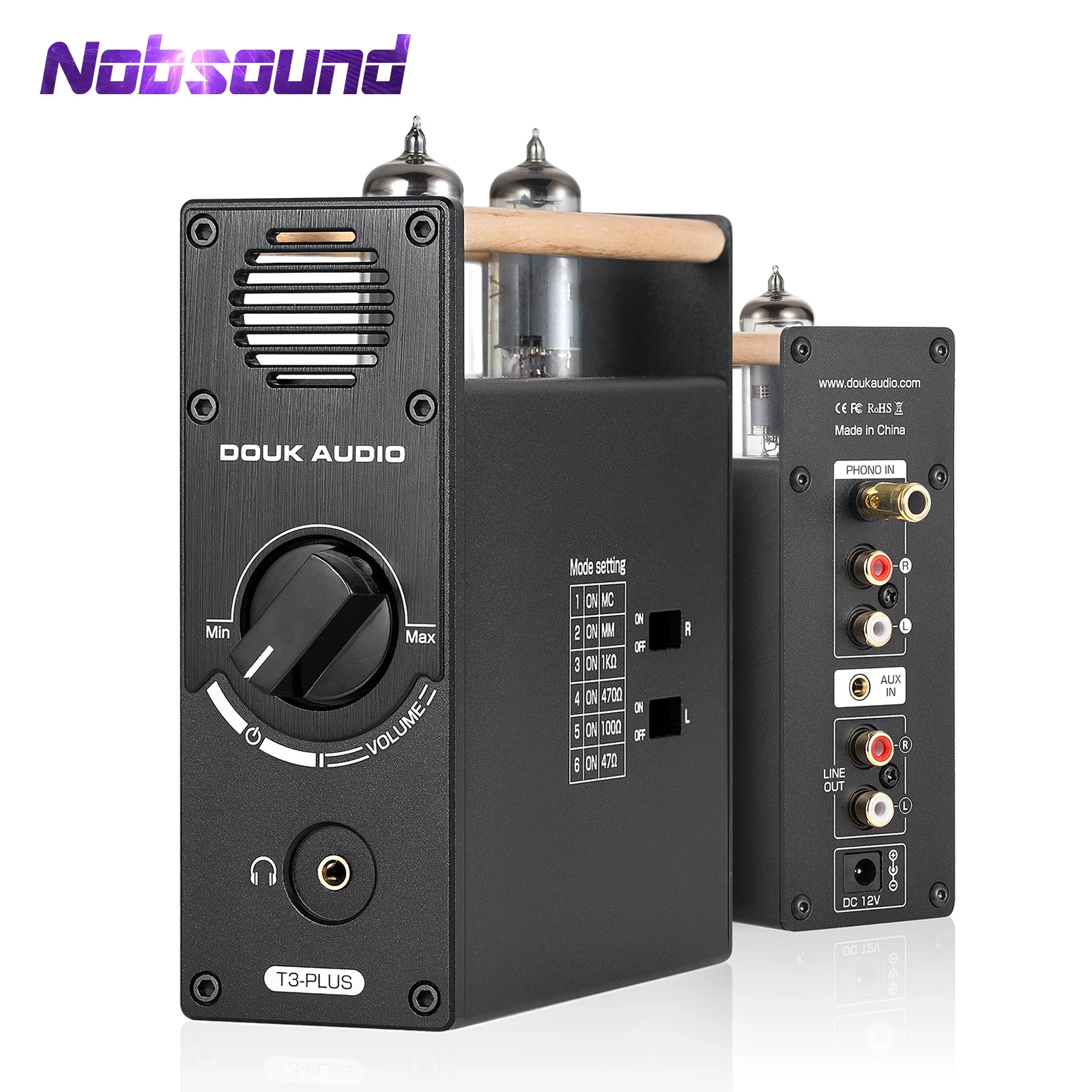 

Nobsound T3 Plus Mini Vacuum Tube Preamp MM / MC Phono Stage for Turntables Pre-Amplifier Desktop Headphone Amp