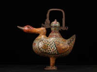 15 tibetan temple collection old bronze cloisonne swan statue duck lifting beam pot teapot kettle office ornament town house