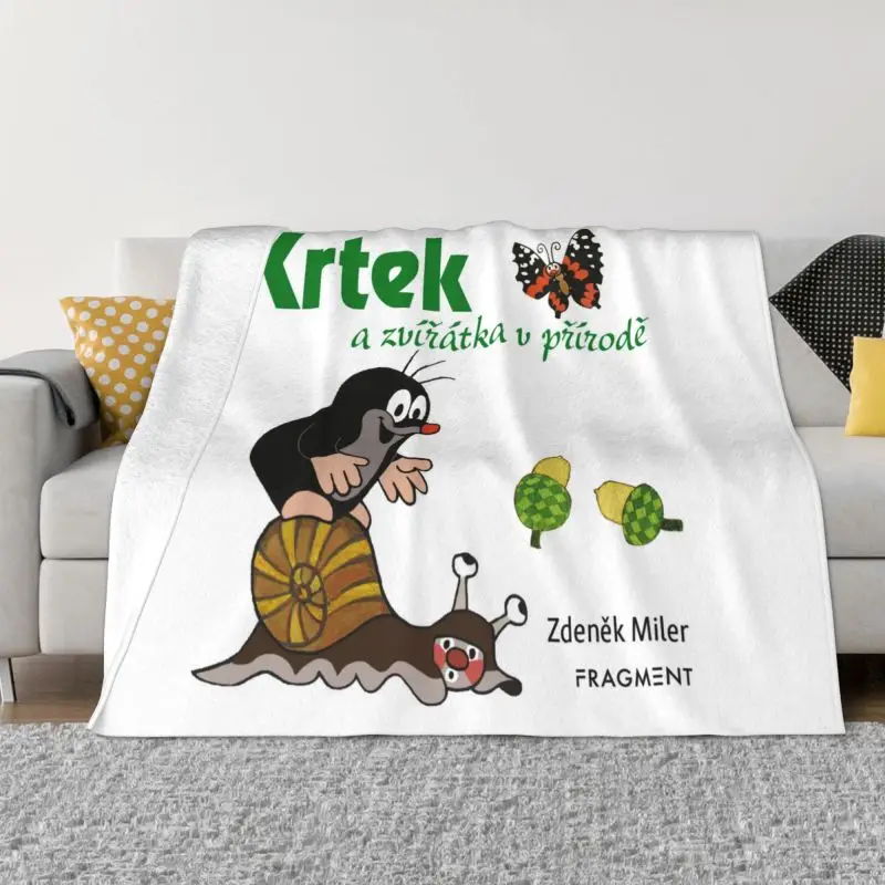 

Little Maulwurf Krtek Blanket 3D Print Soft Flannel Fleece Warm Mole Cartoon Comic Throw Blankets for Office Bedroom Couch Quilt