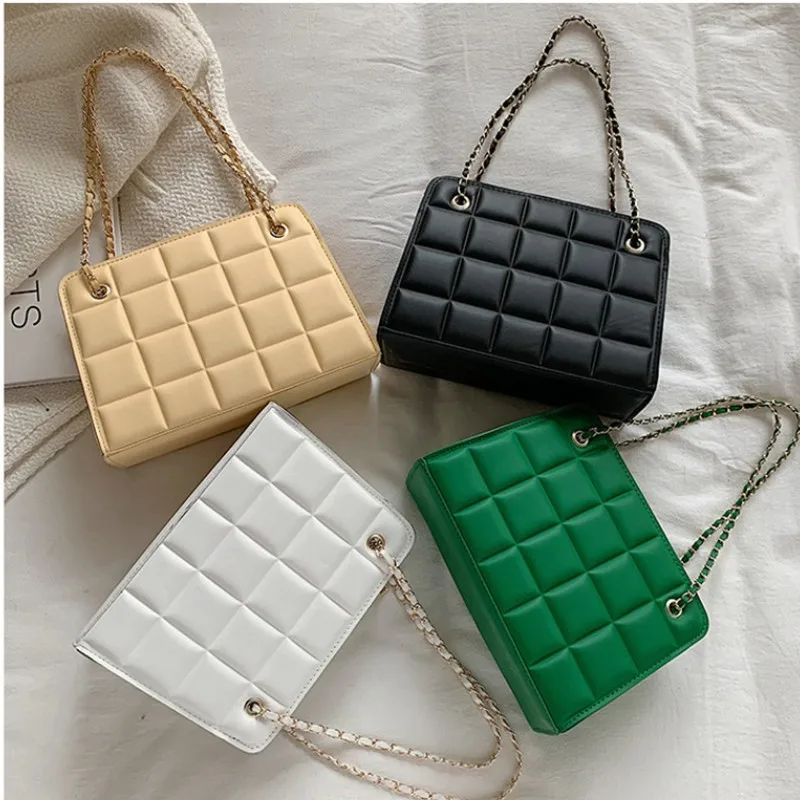 

Square indentation texture bag 2023 new tide fashion leisure single shoulder crossbody bag foreign simple chain small square bag