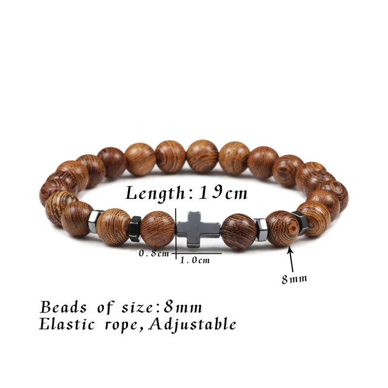 Мужские браслеты с крестом из гематита 8 мм натуральный оникс бусины женские для