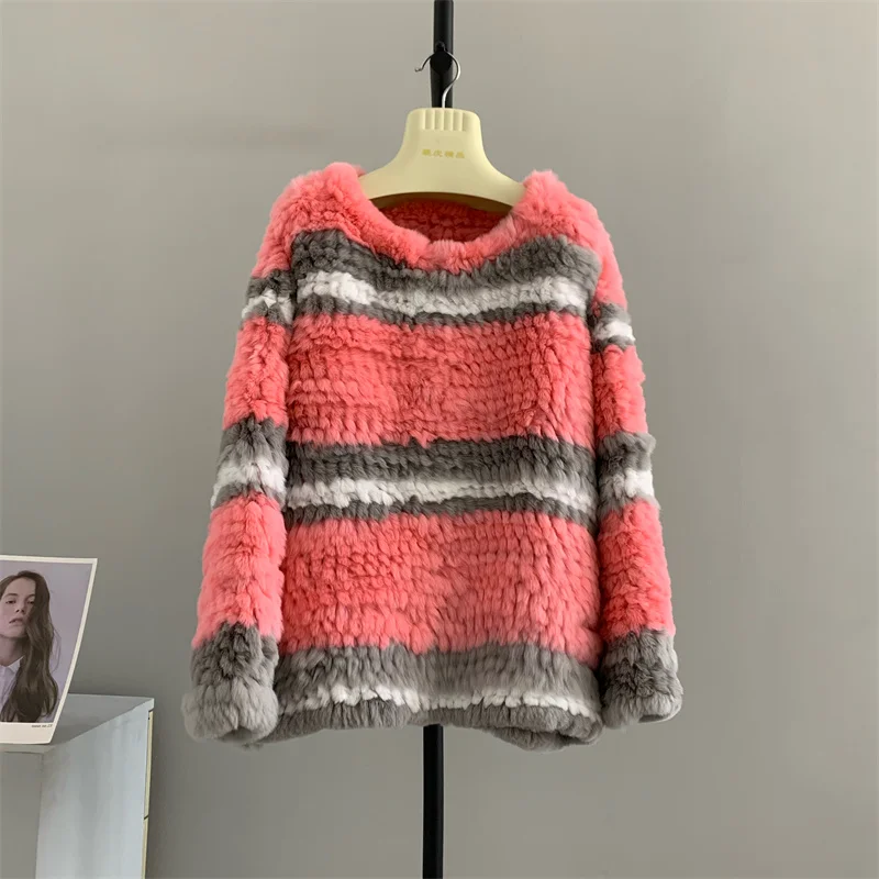 

Натуральная шерсть 100% в том же стиле, чистый ручной позиционирование, двустороннее вязание, модная полоска, кролик рекс трава co