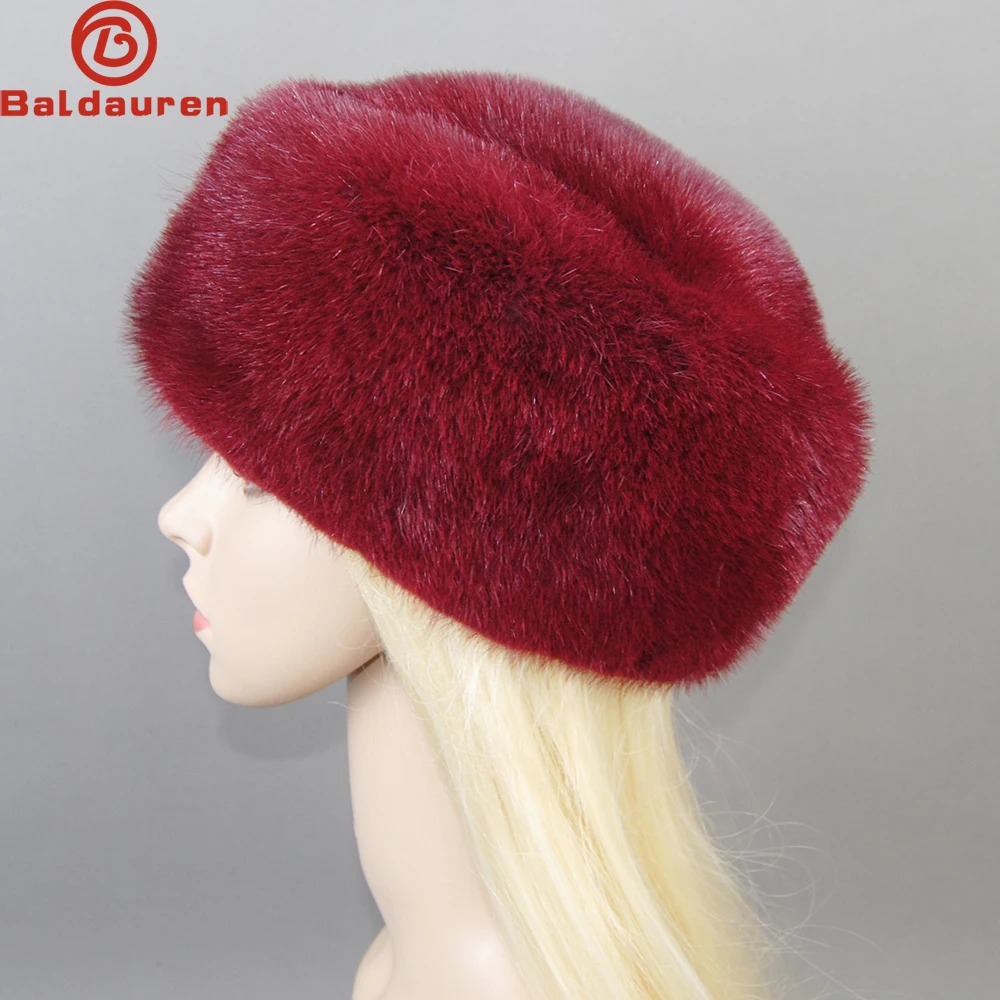 2023 Women Winter Elegant European and American Fashion Women Fashion Real Mink Fur Cap 100% Real Natural Whole Fur Mink Fur Hat