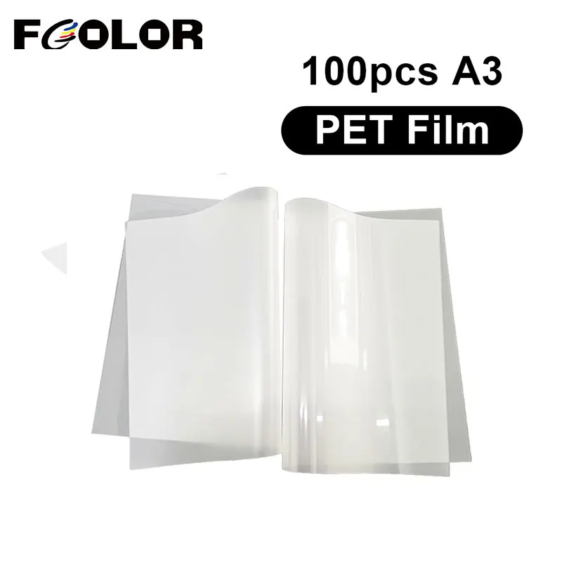 

Fcolor 100 Sheets/pack Double Coated A3 DTF PET Film Paper for Epson A3 L1800 L805 DX5 DTF Inkjet Printer DTF Heat Transfer Film