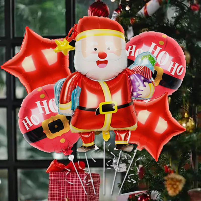 

5pcs/set Happy Christmas Balloons Set Santa Claus Sock Xmas Tree Elk Globos Christmas Party Supplies New Year Decor 2022 Navidad