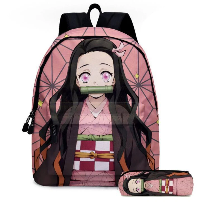 2022 New Demon Slayer Kimetsu No Yaiba Cosplay Schoolgirl Schoolbag Anime Backpack Nezuko Tanjirou Canvas Bag Backpack Gifts