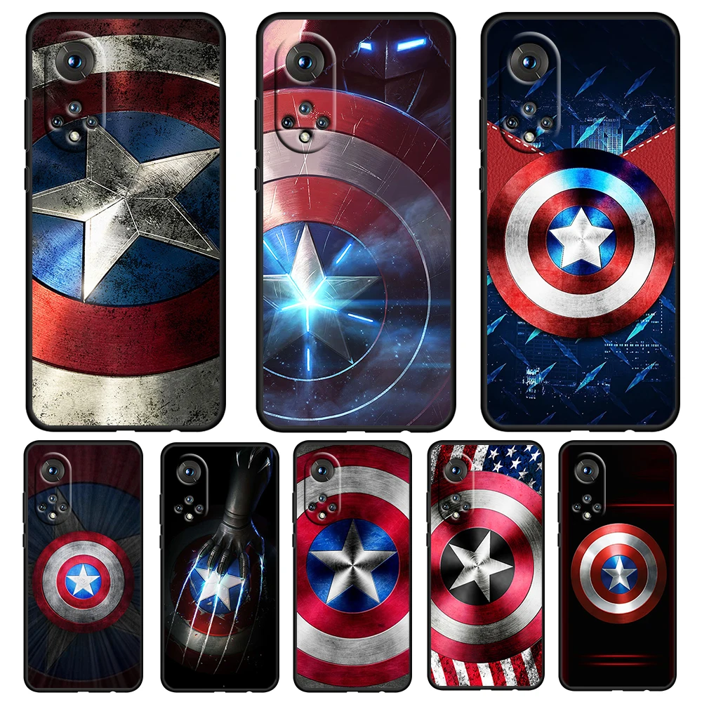 

Shield captain america marvel Case For Honor 70 60 50 20 SE Pro 10X 10i 10 9X 9A 8X 8A Lite Silicone Soft TPU Black Phone Cover