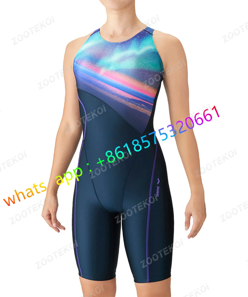 Women Knee Length Swimsuits Quick Dry Swimwear Professional Swimsuit One Piece Sport Training Bathing Suit Beach Surf Swimwear