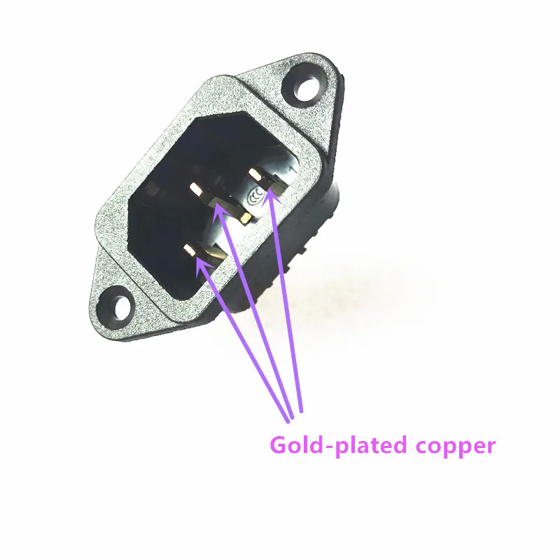 Гнездо питания переменного тока IEC входной порт 250 В 10 А позолоченная медь и