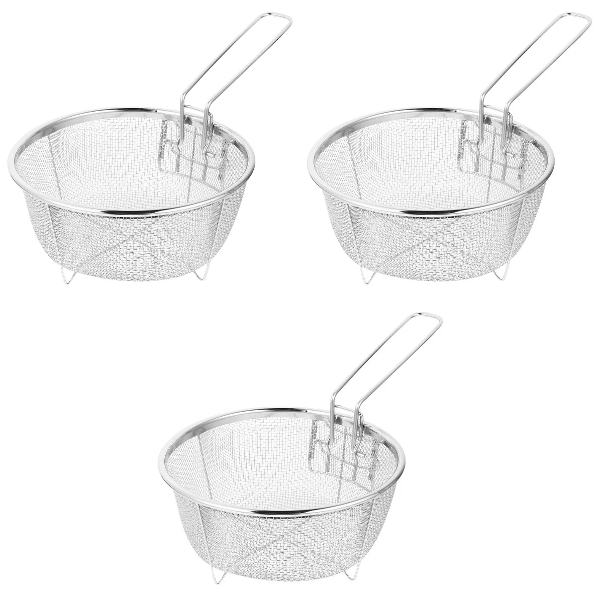 

Stainless Steel Frying Basket Pot Mesh Air Fryer Deep Folding Handle Metal Mini