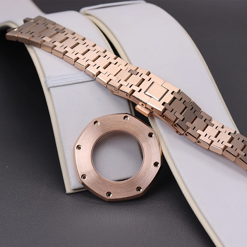 41mm Rose Gold Watch Case Watchband Accessory Parts For Seiko nh35 nh36 Movement 31.8mm Dial 316L stainless steel Waterproof enlarge