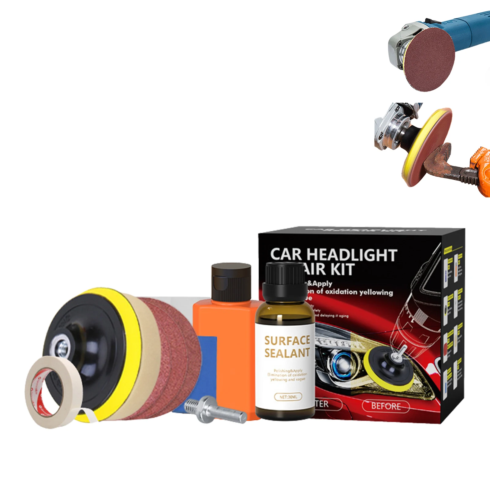 

Car Headlight Restore Kit Car Light Lens Restoration Cleaner for Car Remove Fog Fading Oxidation Rain Sun Damage Car Accessories