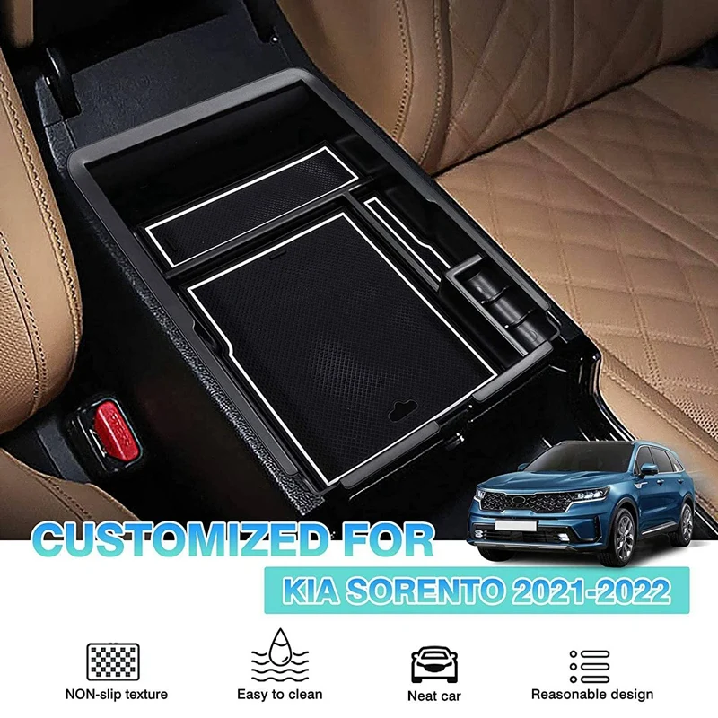 

Car Insert Front Center Storage Box Console Organizer Tray Box for KIA Sorento MQ4 2021 2022