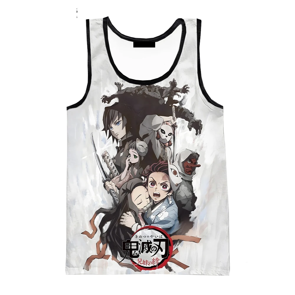 

New Demon Slayer 3D Printed Tank Tops Graphic Polyester Tops Men Hip Hop Harajuku Streetwear Cool Summer Anime Sleeveless Shirts