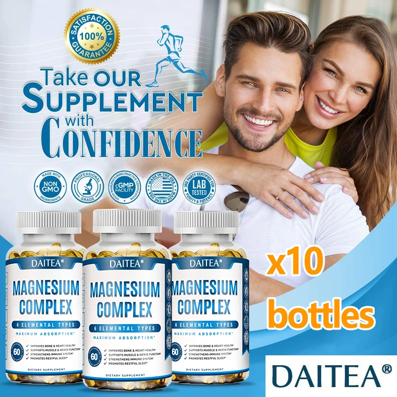 

Daitea Magnesium Softgels, Support Muscles, Joints, Blood Sugar Levels, Sleep and Heart Health, Fast Absorbing