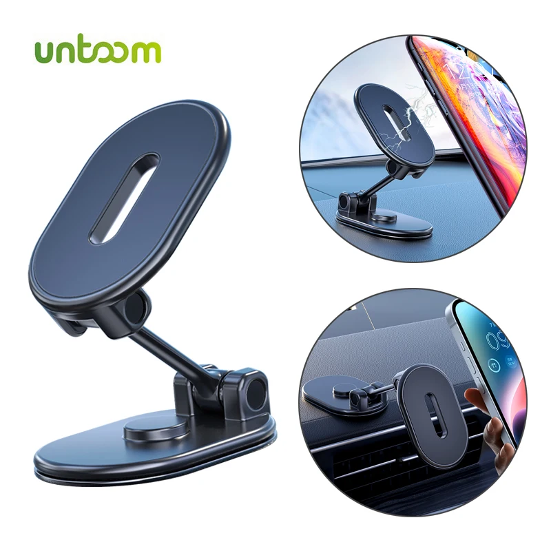 

Untoom Metal Magnetic Car Mobile Phone Holder Folding Magnet Cell Phone Stand in Car GPS Support for iPhone 14 13 Samsung Xiaomi