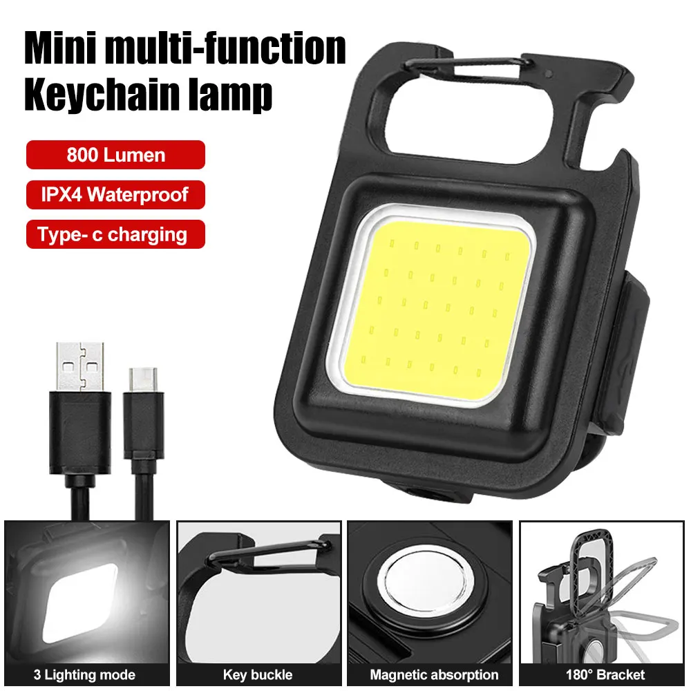 Portable Mini LED 500mah Work Light USB Rechargeable Keychai