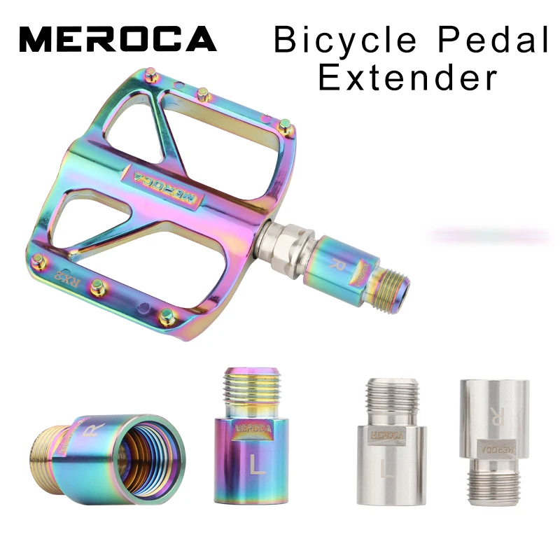 

MEROCA Bicycle Pedal Extension Bolts Spacers Pedals Axle Crank Extenders Accessories 20MM Extend Seat For Road MTB Bike Pedals