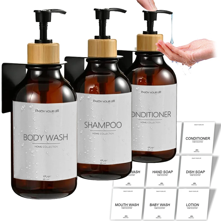 

Shower Soap Dispenser Bottle Bathroom Decor Shampoo Body Wash Bottle Refillable Kitchen Dish and Hands Soap Liquid Container