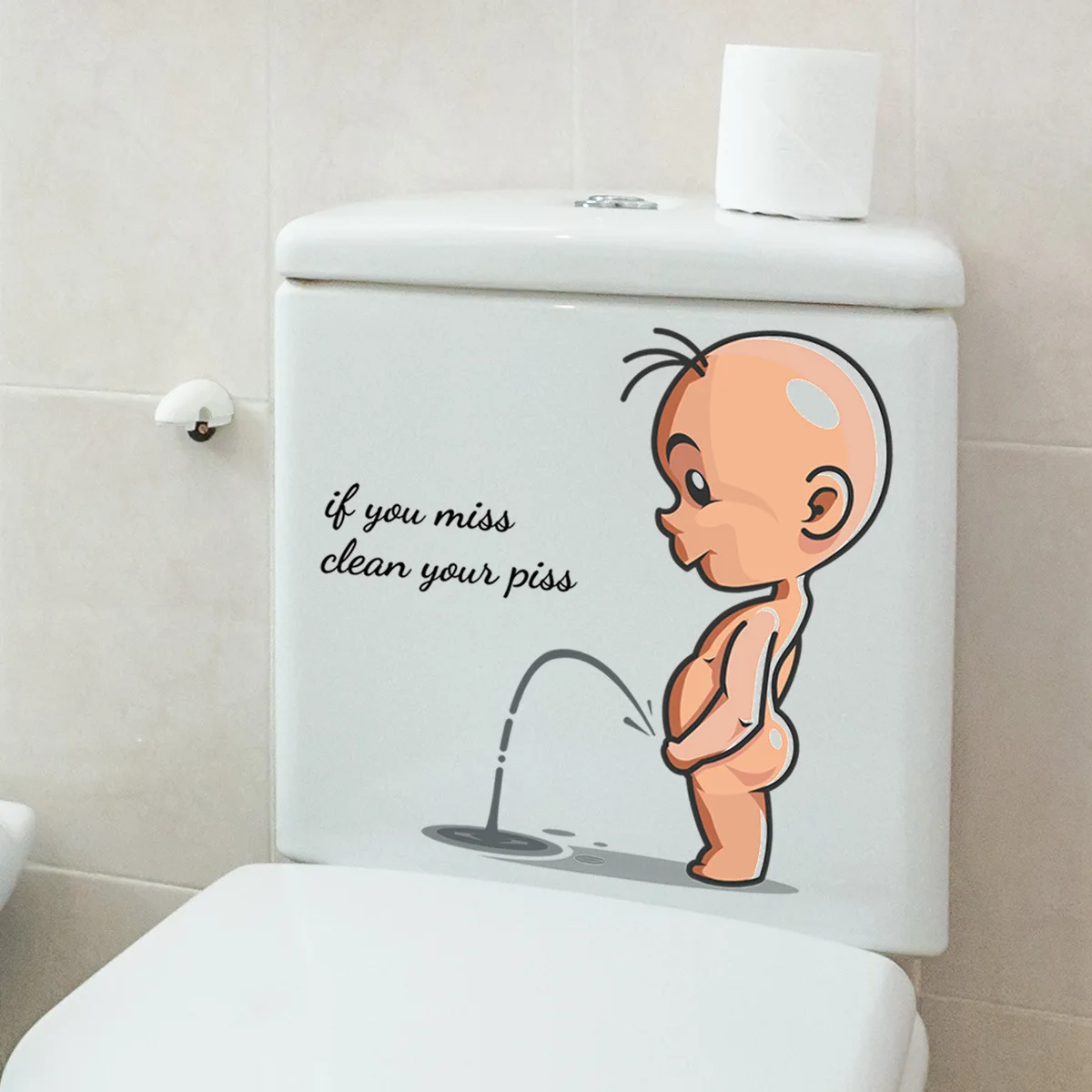 

Toilet Stickers Funny Toilet Warning Child Urination Toilet Lid Decoration Creative Self-adhesive Removable Wall Stickers Decor