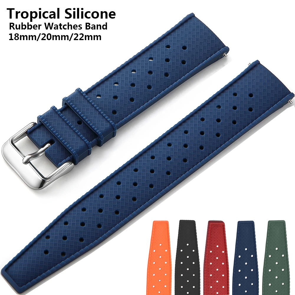 

Tropical Fluoro Rubber Watch Strap 20mm Replacement For Seiko SRP777J1 Watch Band Diving Waterproof Bracelet FKM Strap 22mm