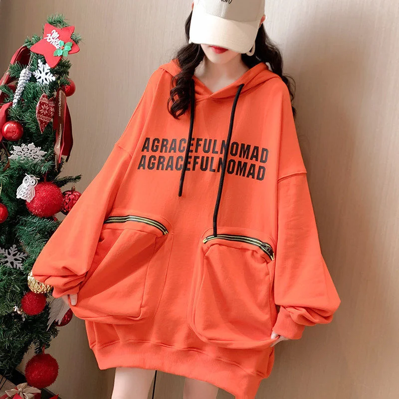 

Women's Sweatshirt 2022 New Spring Autumn Korean Fashion Loose Large Oversize Streetwear Long Sleeve Print Harajuku Sweatshirts