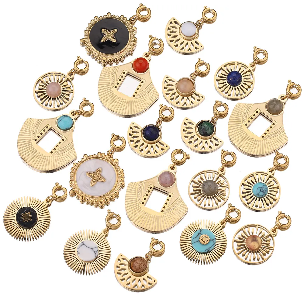 

Stainless Steel Natural Stone Flower Designer Clasp Charm for DIY Earring Necklace Bracelet Jewelry Making Wholesale Bulk Crafts