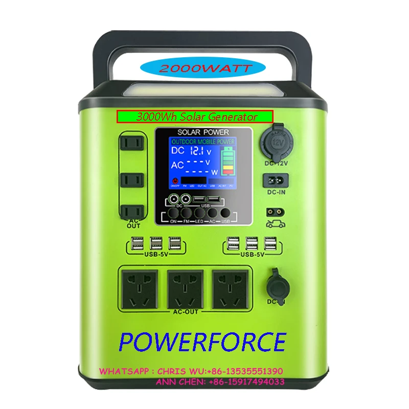 

2000Watt Portable Power Station 3000Wh Lithium Battery Emergency Power Station