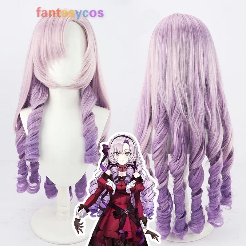 

VTuber Hyakumantenbara Salome Cosplay Wig Gradient Purple 80cm Long Curly Hair Youtuber Girls 2022 NIJISANJI Headwear