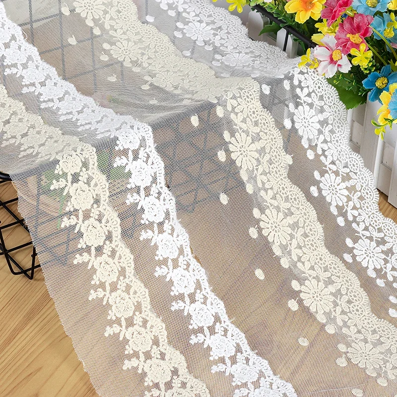 Цветочная кружевная ткань для платья лента белый хлопок венецианская отделка