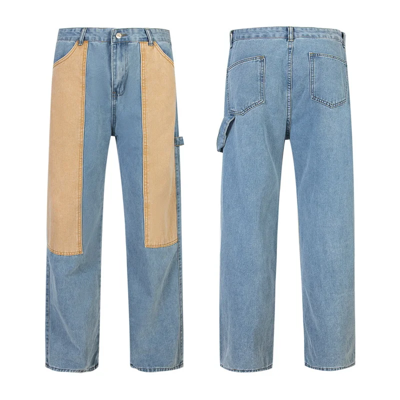 Женские и мужские прямые джинсы 24ss повседневные Модные Винтажные высокого