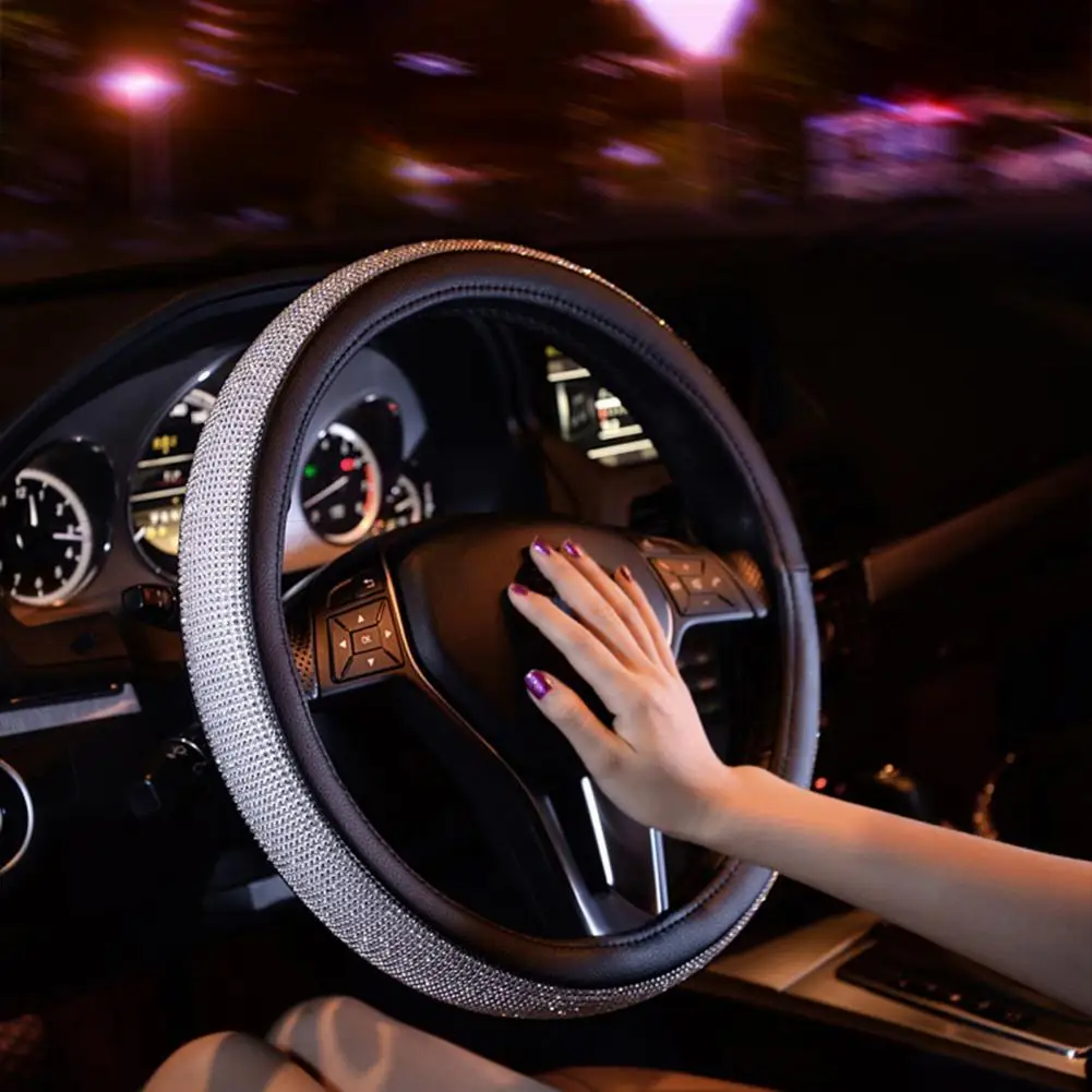 

Steering Wheel Cover Practical Easy to Install Lightweight Rhinestone Fashion Auto Parts for Automobiles