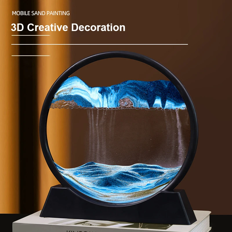 

3d Hourglass Deep Sea Sandscape Artistic Round Glass Quicksand Painting Dynamic Hourglass Moving Sand Art Home Decor Decoration