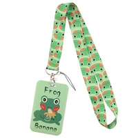ad1823 cute frog lanyard id badge holder key neck strap lanyards id badge card holder keychain cellphone strap gift