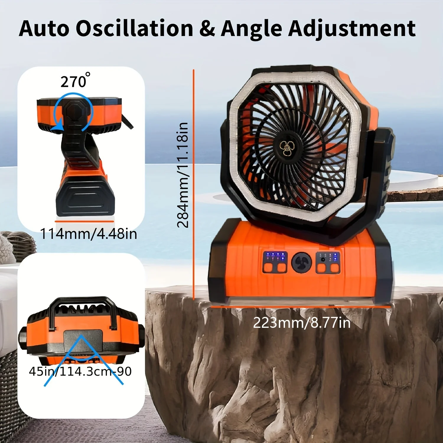 Outdoor Camping Fan with LED Light Portable and Bright Tent for Hiking Fishing - 1pc