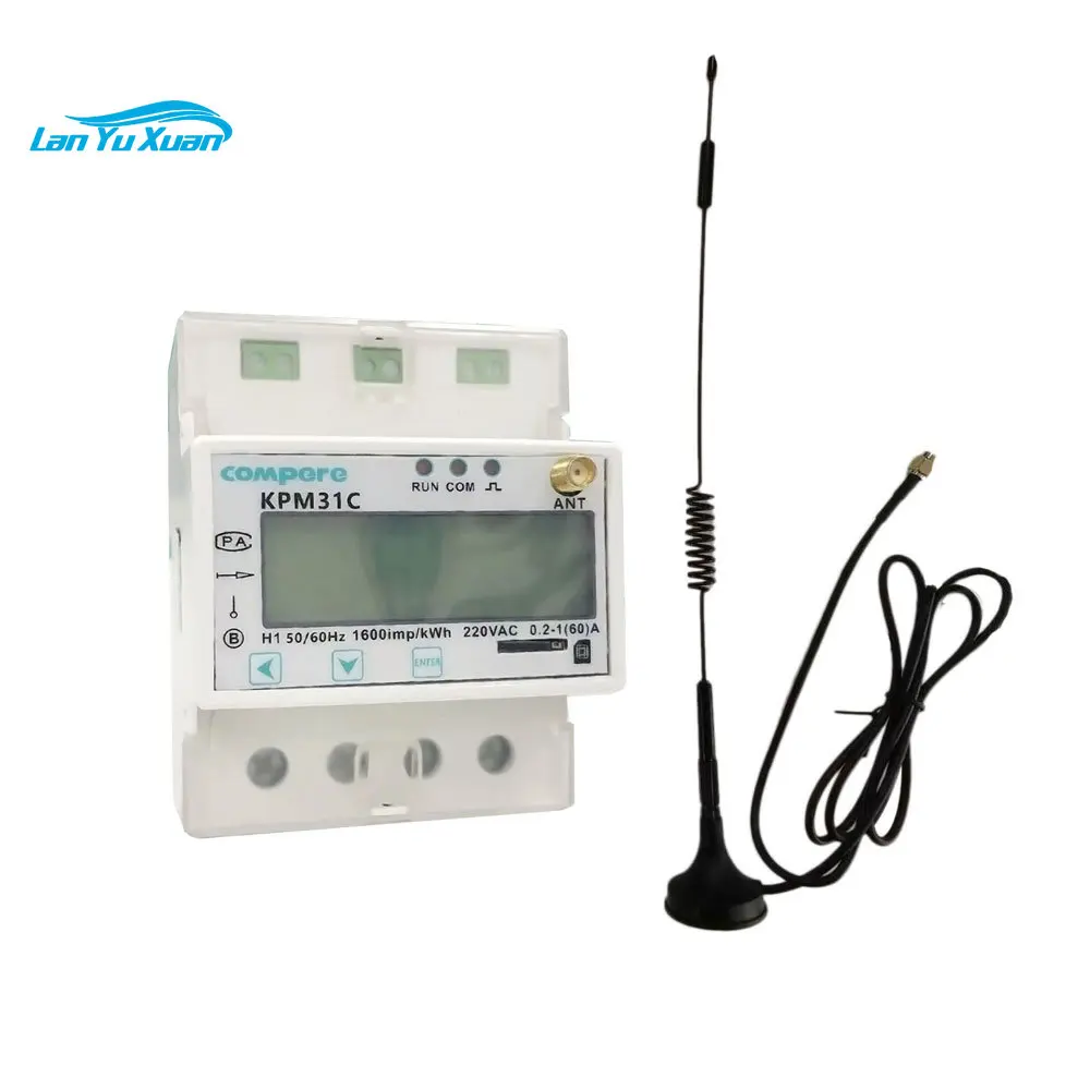 

DIN rail lcd display 4g gsm lte gprs wireless single phase smart meter electricity