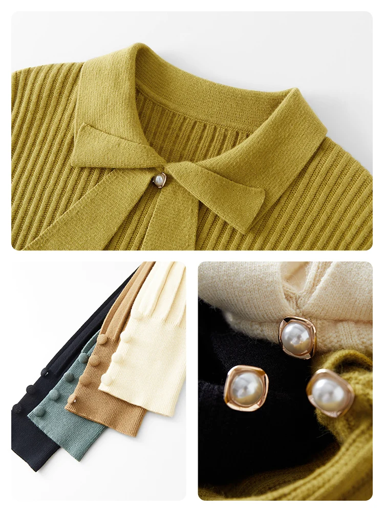 Женское офисное вязаное платье fansilзаный с бантом шерстяное кукольным воротником