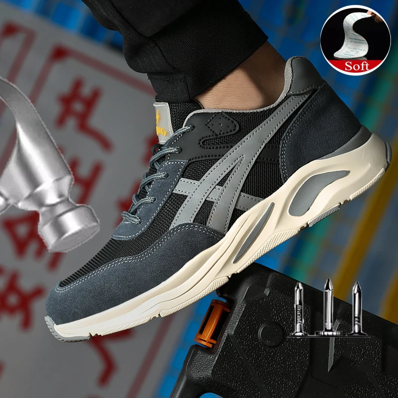 

New Men's Anti-Puncture Anti-Slip Construction Shoes Steel Toe Shoes Fashion Sports Shoes Breathable Work Shoes Safety Shoes