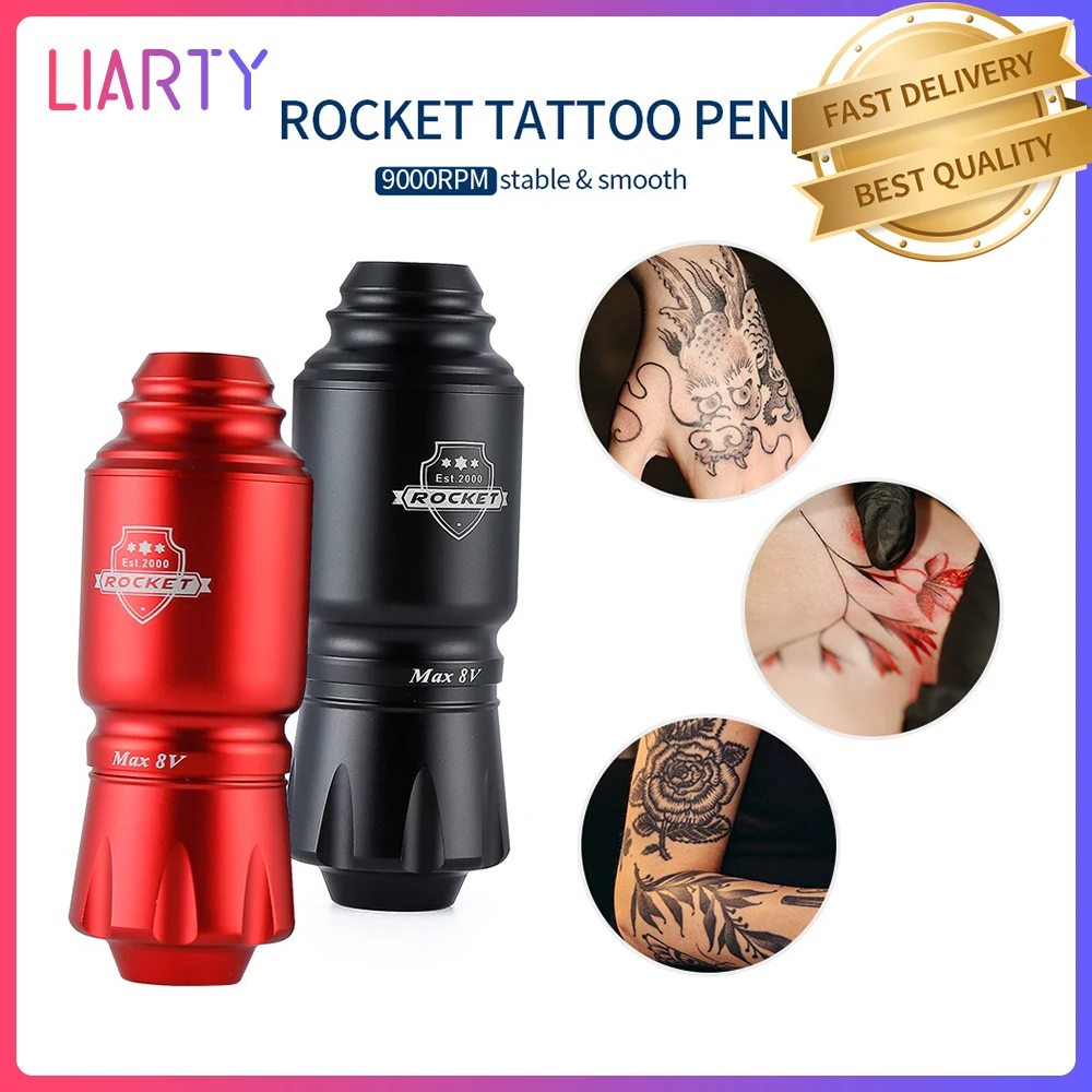 

Wireless Rocket Tattoo Pen RCA Connector Rotary 9000RPM Tattoo Pen Cartridge Machine Professional Body Tattoo Permanent Makeup
