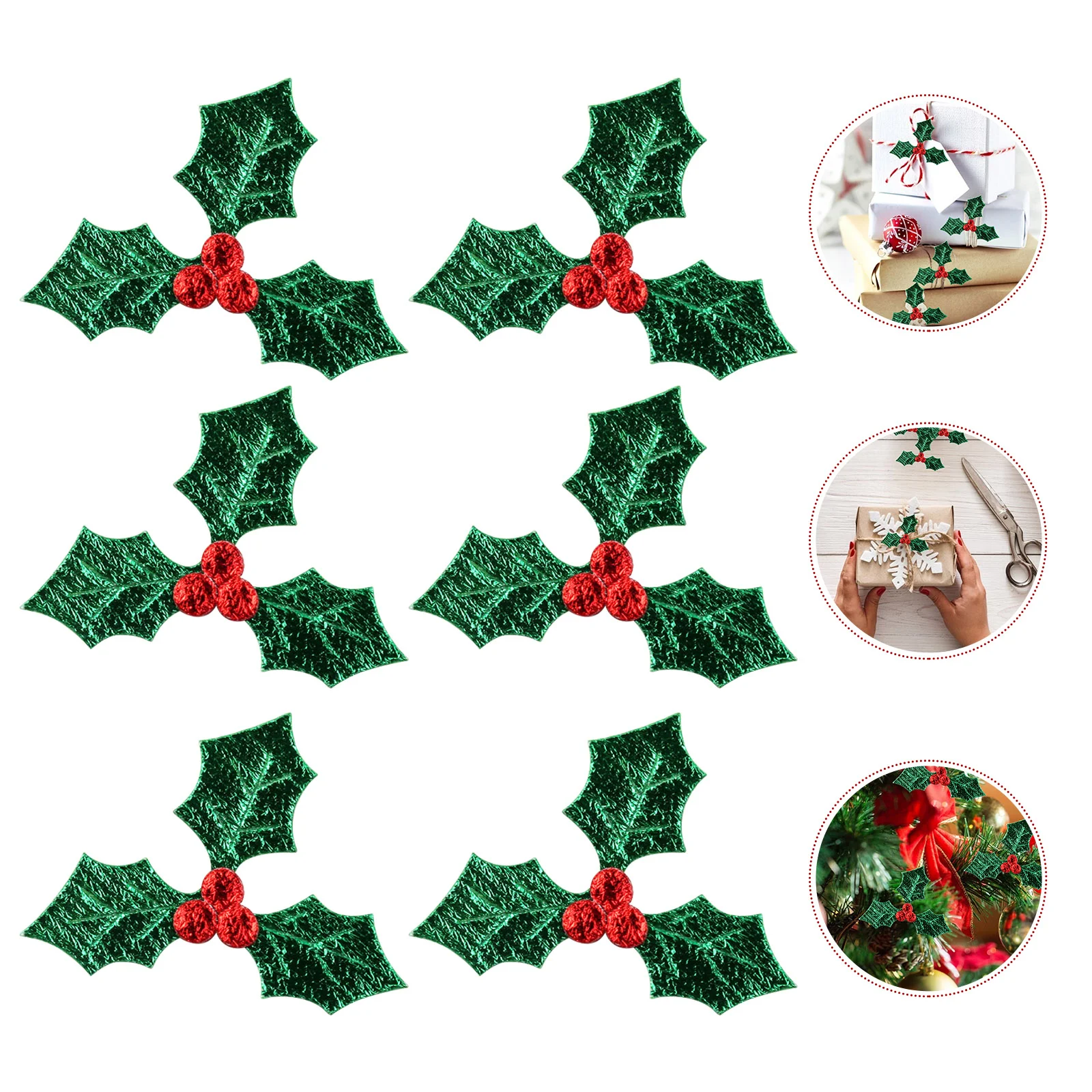 

Christmas Berry Holly Artificial Leaves Berries Leaf Patches Green Fake Red Wreath Embellishments Costume Accessories Crafts
