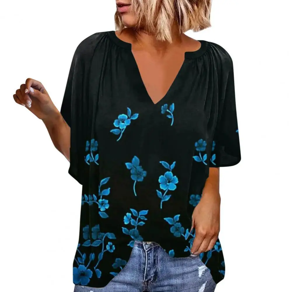 

Удобная шикарная модная футболка с цветочным принтом, удобная повседневная быстросохнущая женская одежда