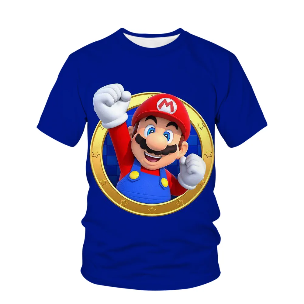 

Japanese Anime 2023 Super Mario 3D Casual Sports T-shirt Boys' Printed Fashionable Short Sleeved Shirt Role Playing Hip Hop Top