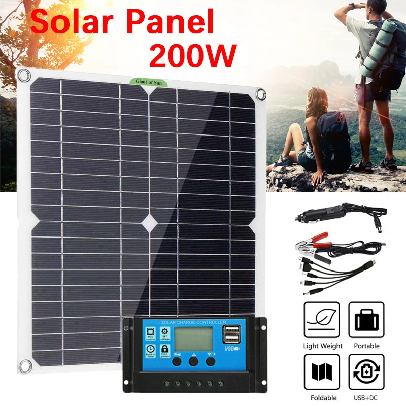 

200W Solar Panel Kit Solar Power System Set with 100A Controller Battery Charger for Car Boat Motorcycles Outdoor Battery Supply