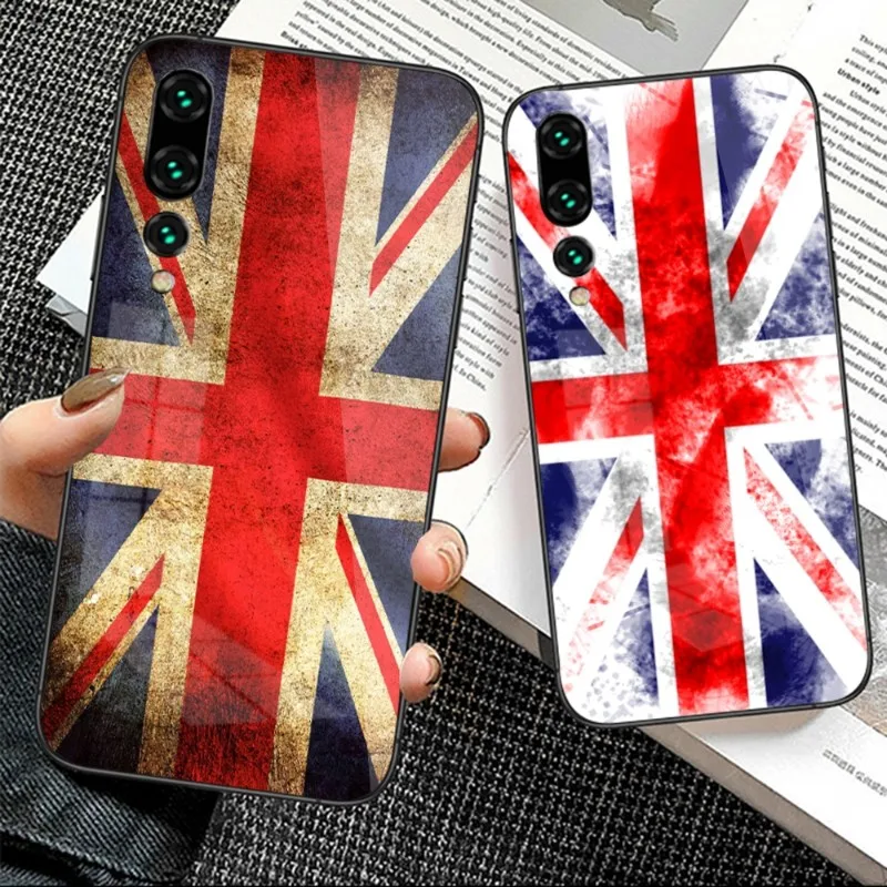 

Чехол для телефона с британским флагом для Huawei P50 P40 P30 P20 Pro Mate 40 30 20 Pro Nova 9 8 7 PC стеклянный чехол Funda Shell