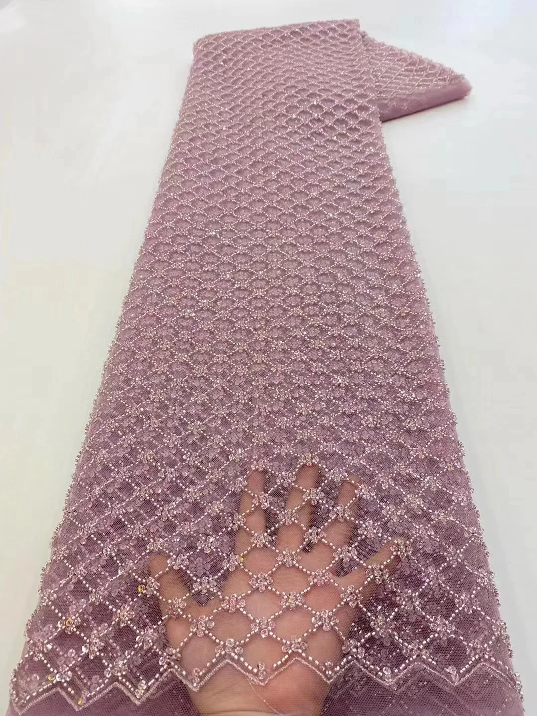 

Onion African Lace Fabric 2023 Embroidered Sequins Nigerian Wedding Lace Fabric High Quality French Tulle Lace Fabric Beads