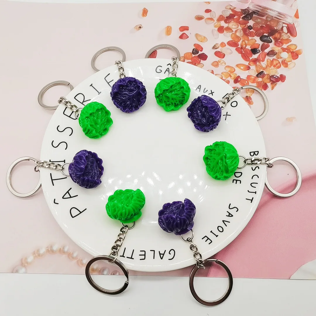 

Fun Simulation Cabbage Keychain Creative Resin Vegetables Keyring Ornament Cute Backpack Car Pendant Gift for Friends